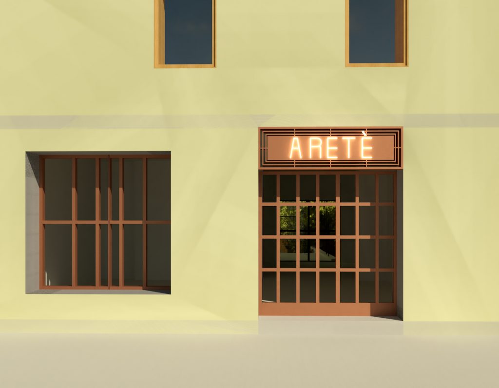 Aretè Showroom, facciata, 2020 - 3D of Aretè Showroom - Courtesy State Of - Milano IT - projects Credits Sebastian R. Mendieta